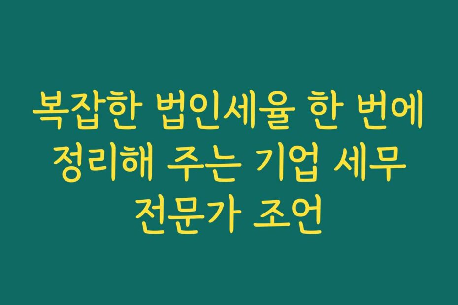 복잡한 법인세율 한 번에 정리해 주는 기업 세무 전문가 조언 복잡한 법인세율 한 번에 정리해 주는 기업 세무 전문가 조언