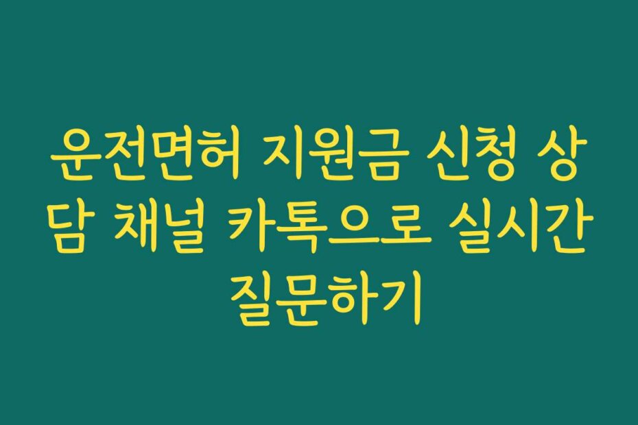 운전면허 지원금 신청 상담 채널 카톡으로 실시간 질문하기