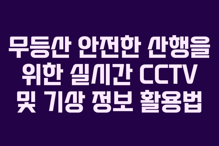 무등산 안전한 산행을 위한 실시간 CCTV 및 기상 정보 활용법