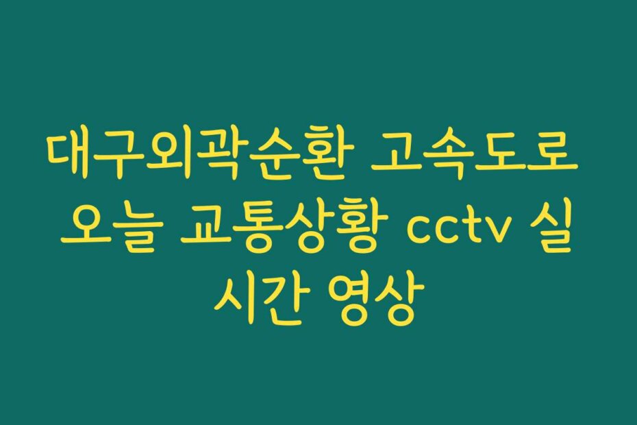 대구외곽순환 고속도로 오늘 교통상황 cctv 실시간 영상