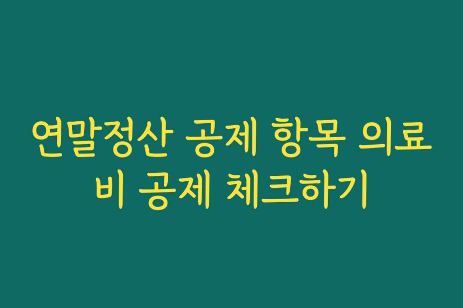 연말정산 공제 항목 의료비 공제 체크하기 연말정산 공제 항목 의료비 공제 체크하기