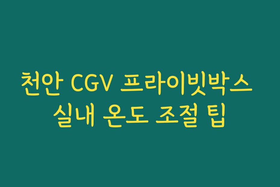 천안 CGV 프라이빗박스 실내 온도 조절 팁