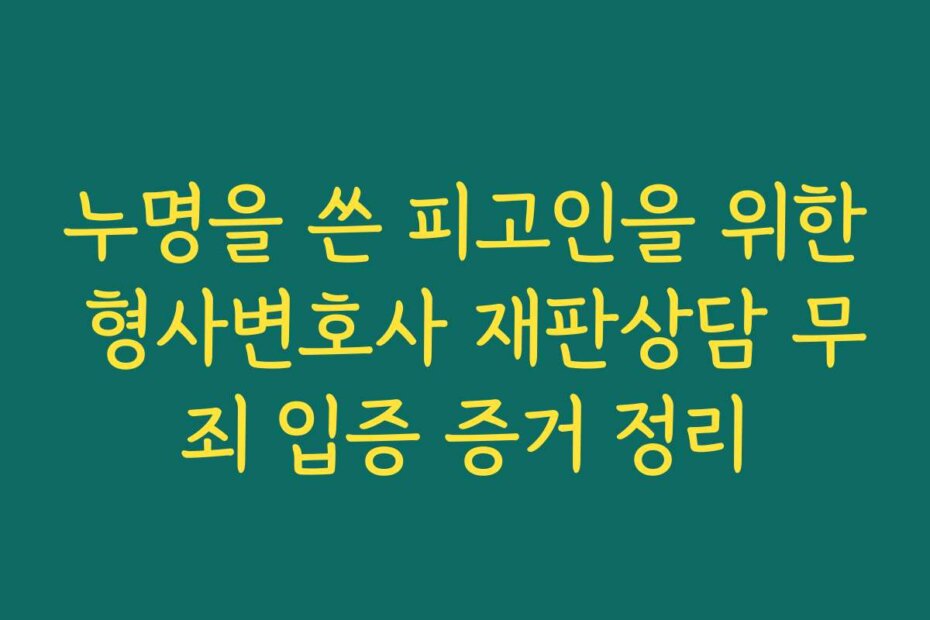 누명을 쓴 피고인을 위한 형사변호사 재판상담 무죄 입증 증거 정리