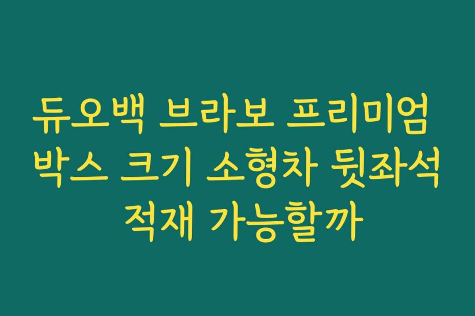 듀오백 브라보 프리미엄 박스 크기 소형차 뒷좌석 적재 가능할까
