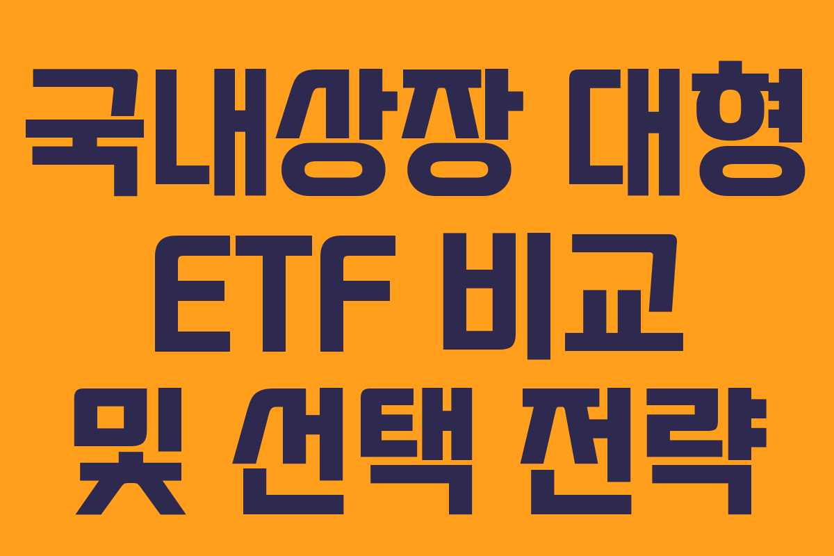 국내상장 대형 ETF 비교 및 선택 전략