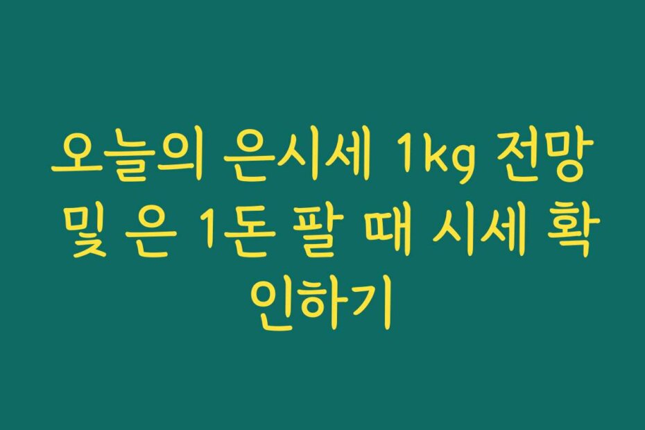 오늘의 은시세 1kg 전망 및 은 1돈 팔 때 시세 확인하기