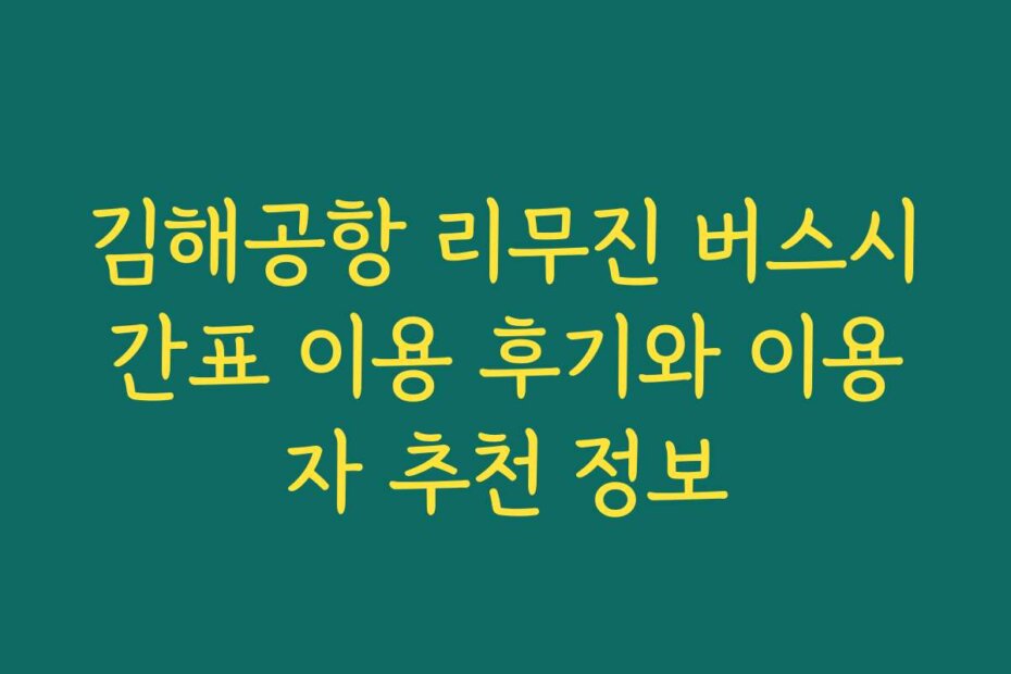 김해공항 리무진 버스시간표 이용 후기와 이용자 추천 정보