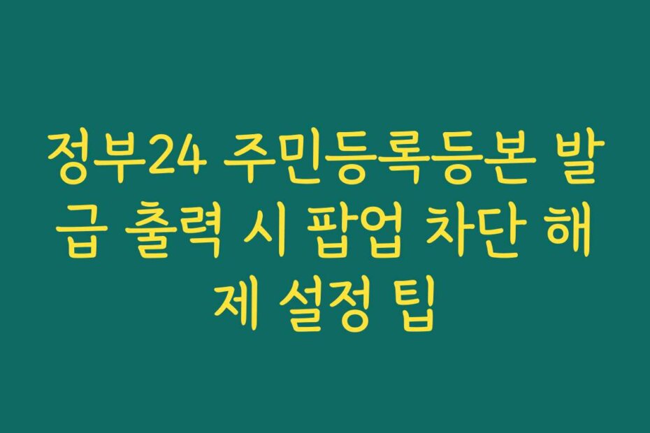 정부24 주민등록등본 발급 출력 시 팝업 차단 해제 설정 팁