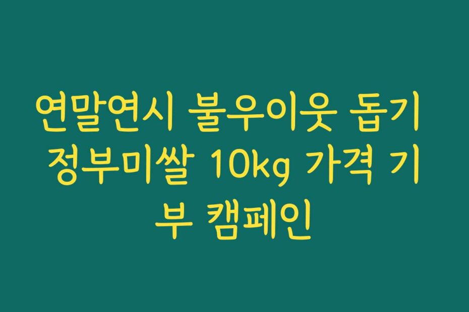 연말연시 불우이웃 돕기 정부미쌀 10kg 가격 기부 캠페인