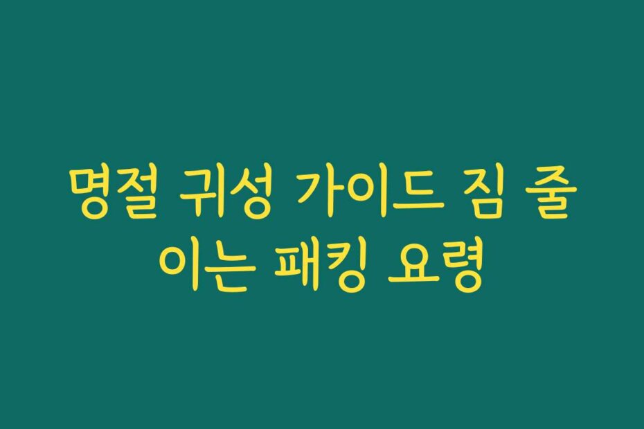 명절 귀성 가이드 짐 줄이는 패킹 요령