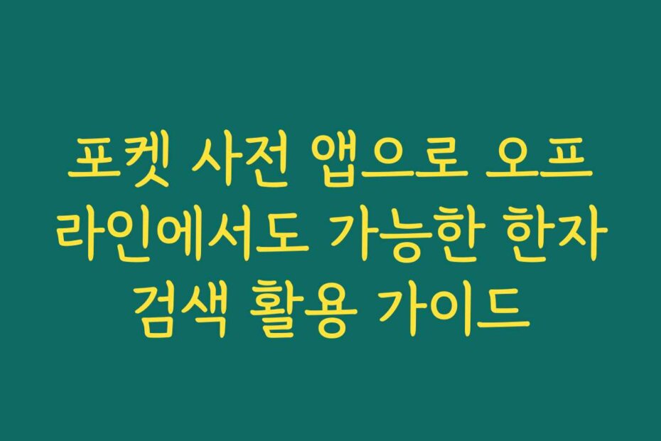 포켓 사전 앱으로 오프라인에서도 가능한 한자검색 활용 가이드