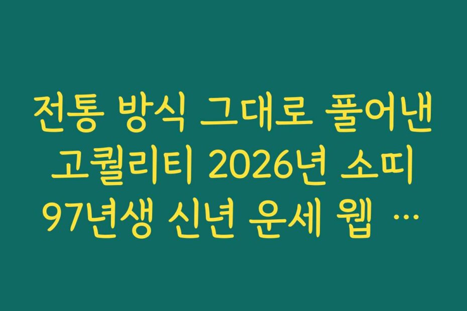 전통 방식 그대로 풀어낸 고퀄리티 2026년 소띠 97년생 신년 운세 웹 서비스
