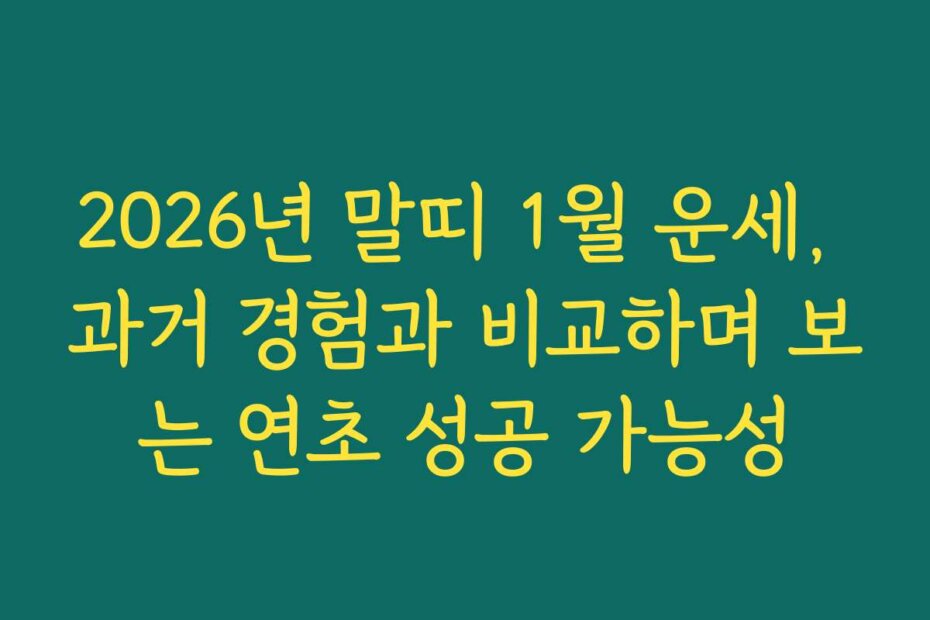 2026년 말띠 1월 운세, 과거 경험과 비교하며 보는 연초 성공 가능성