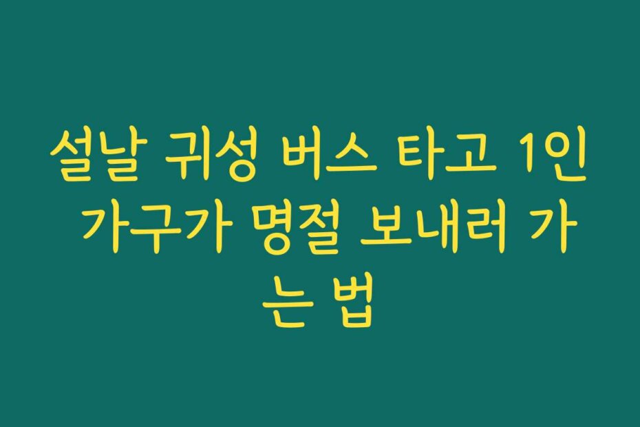설날 귀성 버스 타고 1인 가구가 명절 보내러 가는 법