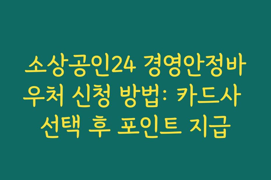 소상공인24 경영안정바우처 신청 방법: 카드사 선택 후 포인트 지급 소상공인24 경영안정바우처 신청 방법: 카드사 선택 후 포인트 지급
