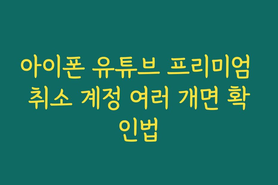 아이폰 유튜브 프리미엄 취소 계정 여러 개면 확인법