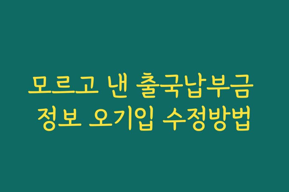 모르고 낸 출국납부금 정보 오기입 수정방법