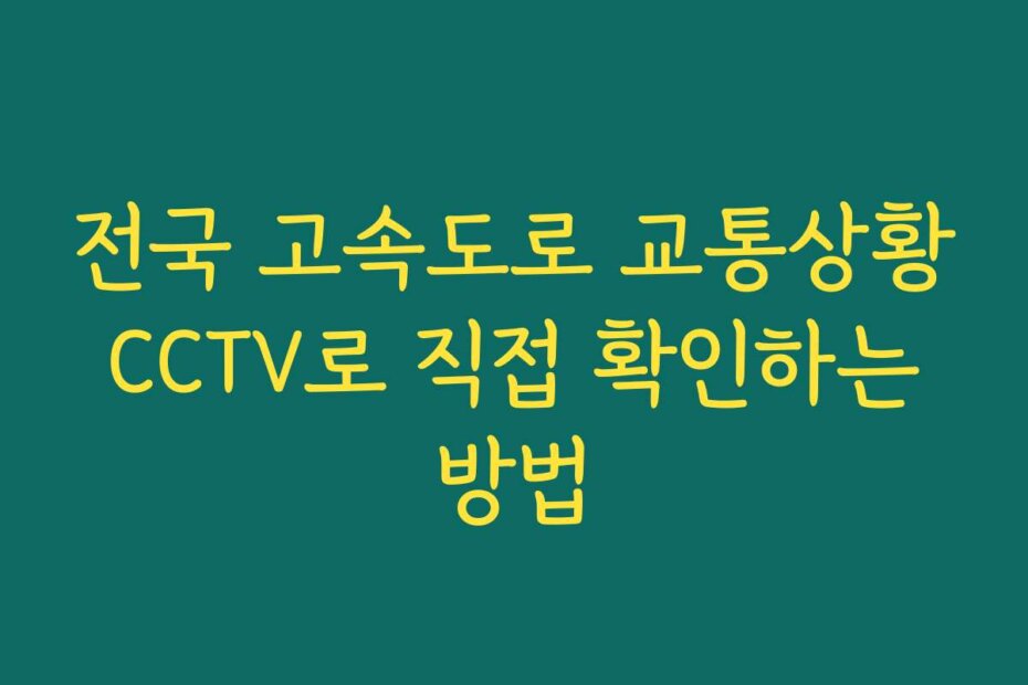 전국 고속도로 교통상황 CCTV로 직접 확인하는 방법
