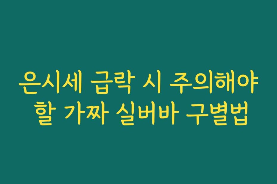 은시세 급락 시 주의해야 할 가짜 실버바 구별법
