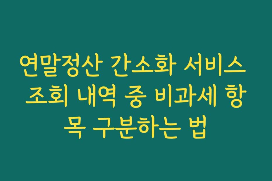 연말정산 간소화 서비스 조회 내역 중 비과세 항목 구분하는 법