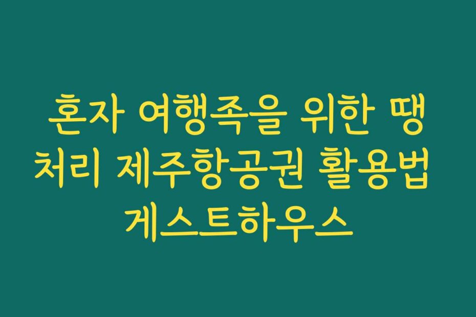 혼자 여행족을 위한 땡처리 제주항공권 활용법 게스트하우스