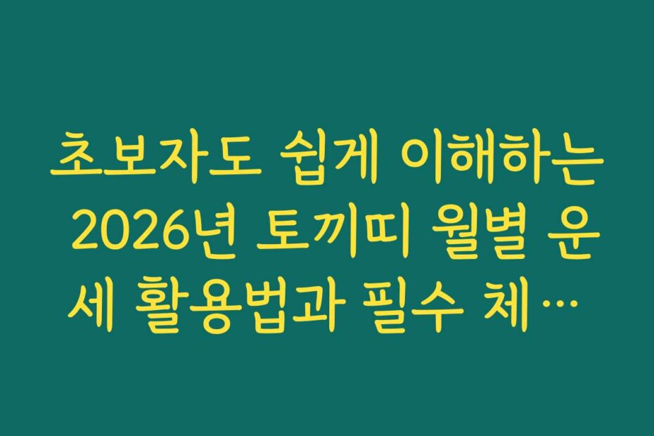 초보자도 쉽게 이해하는 2026년 토끼띠 월별 운세 활용법과 필수 체크리스트