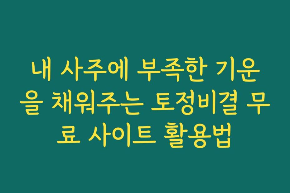 내 사주에 부족한 기운을 채워주는 토정비결 무료 사이트 활용법
