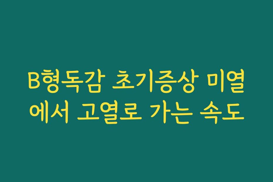 B형독감 초기증상 미열에서 고열로 가는 속도