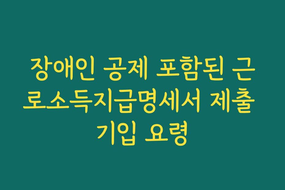 장애인 공제 포함된 근로소득지급명세서 제출 기입 요령