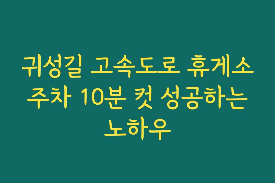 귀성길 고속도로 휴게소 주차 10분 컷 성공하는 노하우