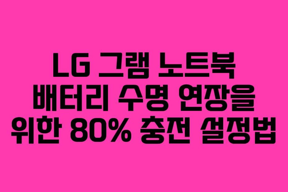 LG 그램 노트북 배터리 수명 연장을 위한 80% 충전 설정법