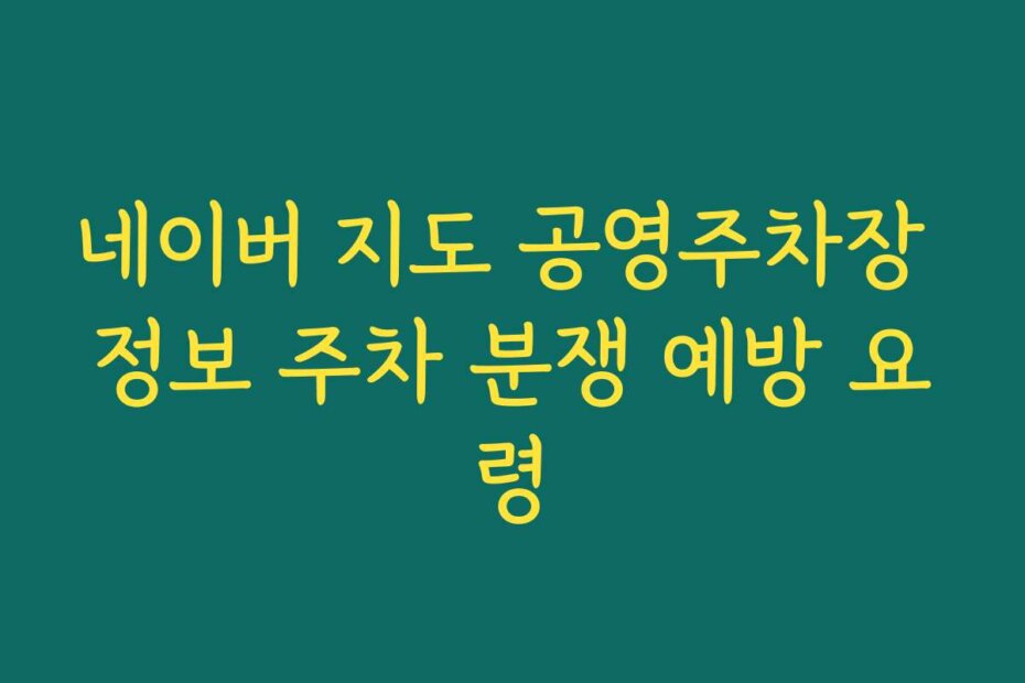 네이버 지도 공영주차장 정보 주차 분쟁 예방 요령 네이버 지도 공영주차장 정보 주차 분쟁 예방 요령