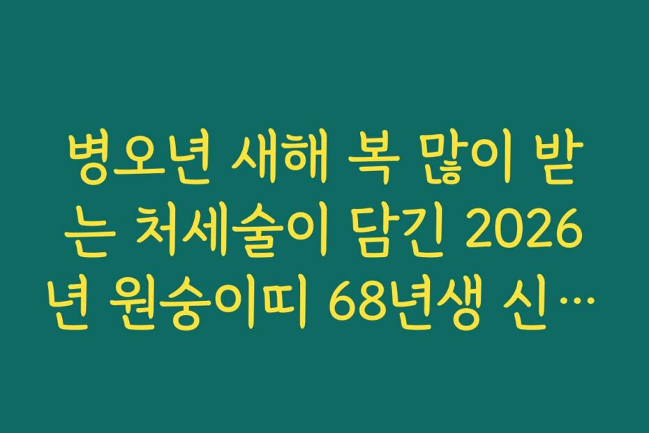 병오년 새해 복 많이 받는 처세술이 담긴 2026년 원숭이띠 68년생 신년 운세 병오년 새해 복 많이 받는 처세술이 담긴 2026년 원숭이띠 68년생 신년 운세