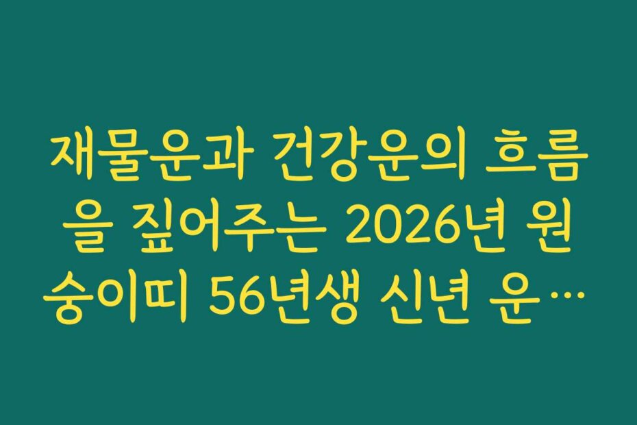 재물운과 건강운의 흐름을 짚어주는 2026년 원숭이띠 56년생 신년 운세 정보