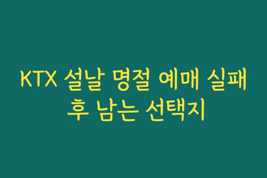 KTX 설날 명절 예매 실패 후 남는 선택지