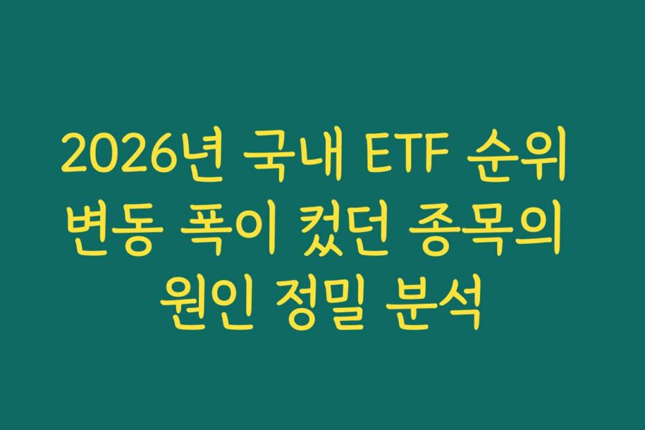 2026년 국내 ETF 순위 변동 폭이 컸던 종목의 원인 정밀 분석