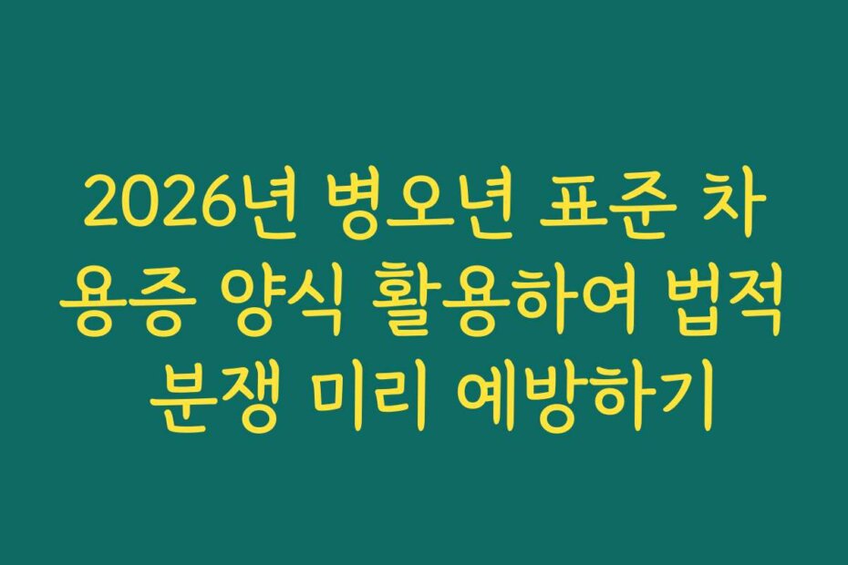 2026년 병오년 표준 차용증 양식 활용하여 법적 분쟁 미리 예방하기