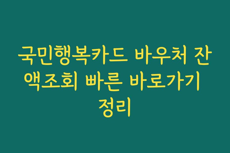 국민행복카드 바우처 잔액조회 빠른 바로가기 정리