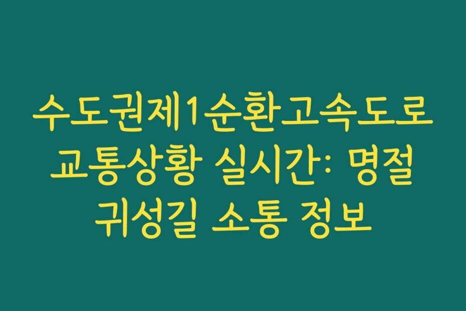수도권제1순환고속도로 교통상황 실시간: 명절 귀성길 소통 정보
