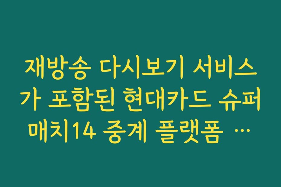 재방송 다시보기 서비스가 포함된 현대카드 슈퍼매치14 중계 플랫폼 추천