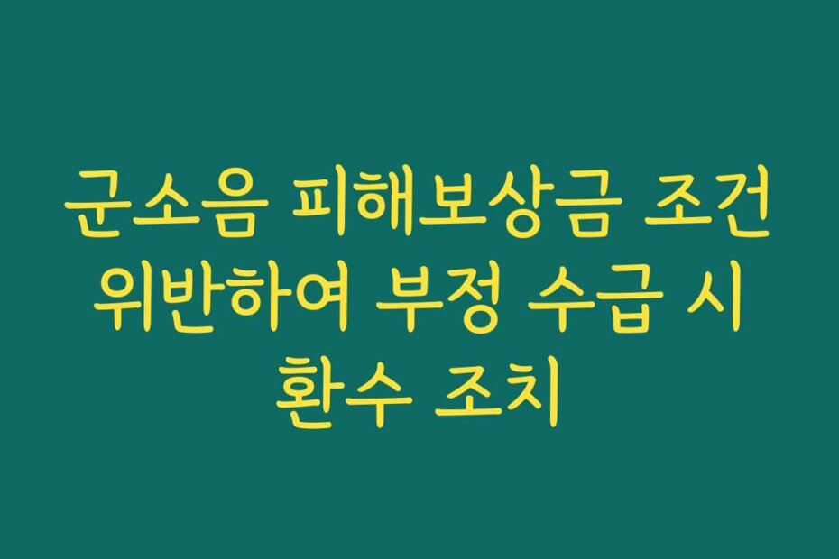 군소음 피해보상금 조건 위반하여 부정 수급 시 환수 조치