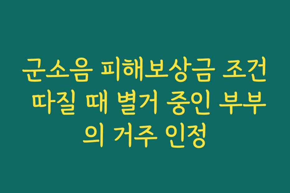 군소음 피해보상금 조건 따질 때 별거 중인 부부의 거주 인정