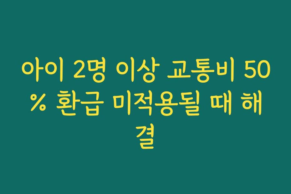 아이 2명 이상 교통비 50% 환급 미적용될 때 해결