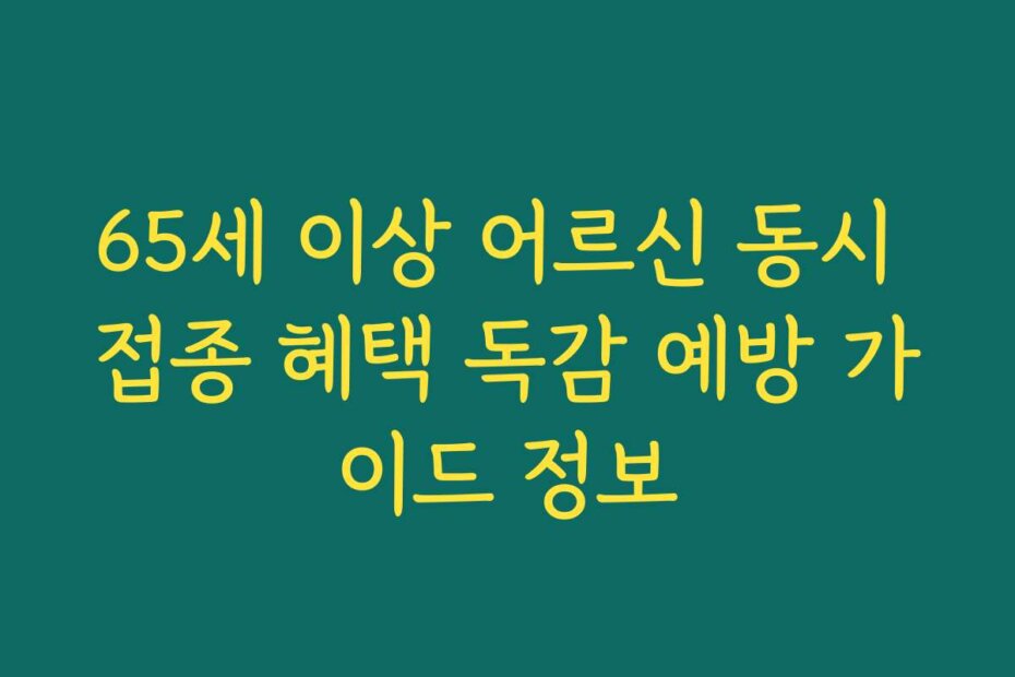 65세 이상 어르신 동시 접종 혜택 독감 예방 가이드 정보