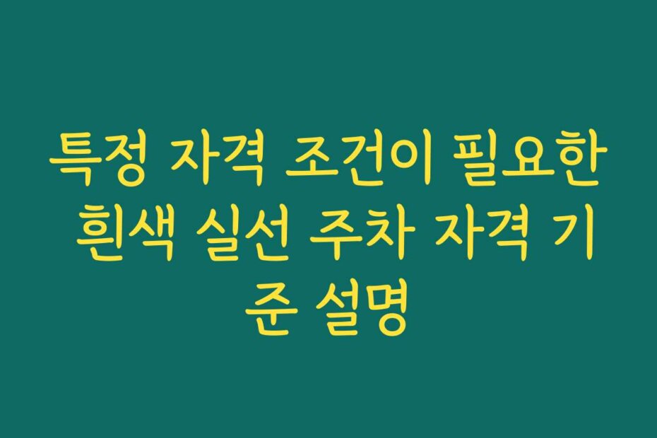 특정 자격 조건이 필요한 흰색 실선 주차 자격 기준 설명