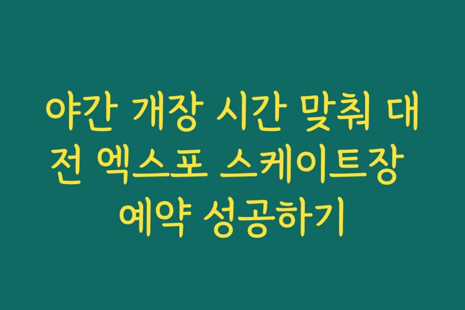 야간 개장 시간 맞춰 대전 엑스포 스케이트장 예약 성공하기