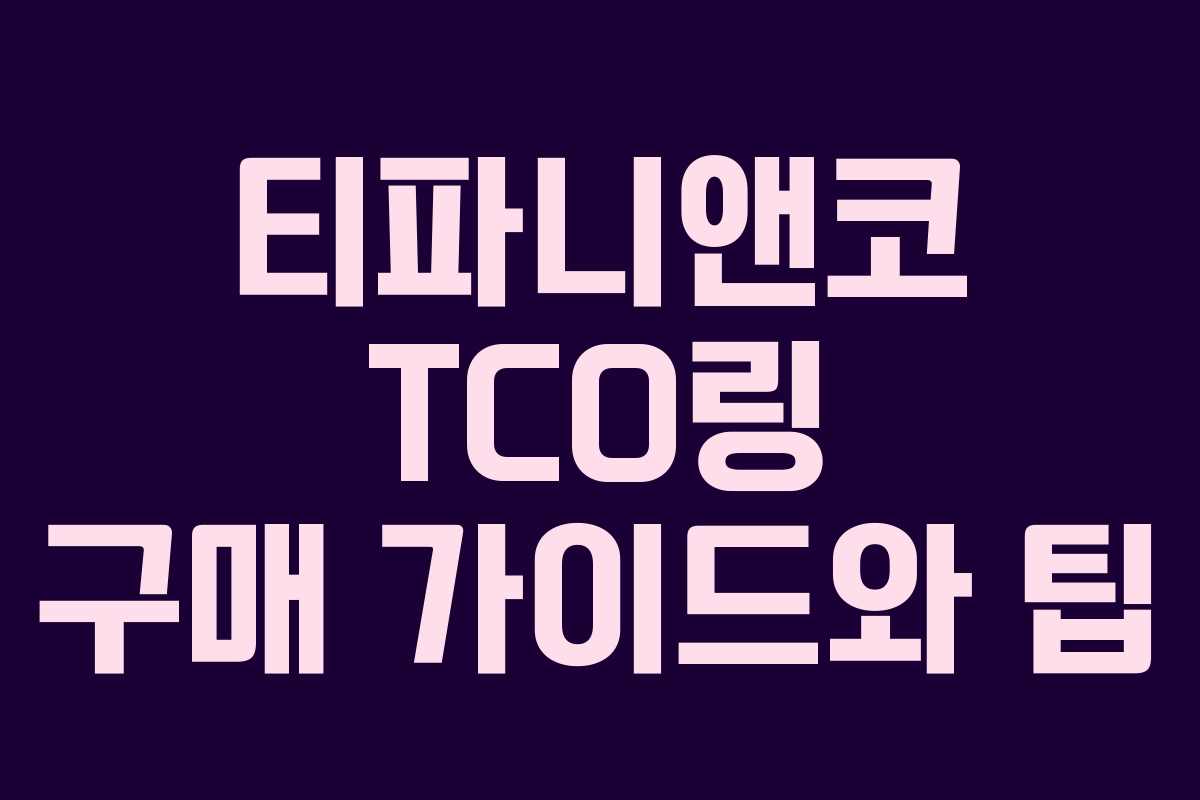 티파니앤코 TCO링 구매 가이드와 팁