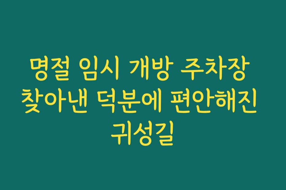 명절 임시 개방 주차장 찾아낸 덕분에 편안해진 귀성길