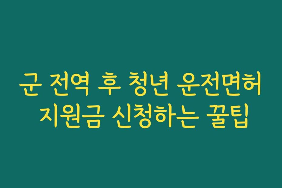 군 전역 후 청년 운전면허 지원금 신청하는 꿀팁