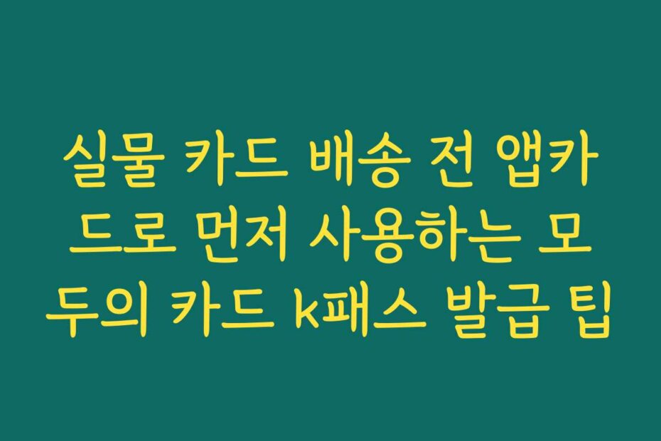 실물 카드 배송 전 앱카드로 먼저 사용하는 모두의 카드 k패스 발급 팁 실물 카드 배송 전 앱카드로 먼저 사용하는 모두의 카드 k패스 발급 팁